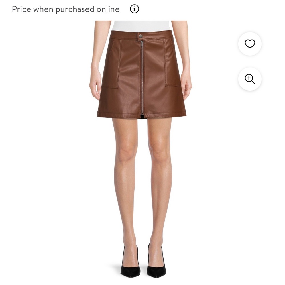Brown Faux Leather Skirt sz XL 15-17
